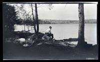 [Man on the lakeshore], Pocono Lake, PA [graphic].