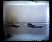 Wreckage on beach, [Possibly in Sea Girt, NJ] [graphic].