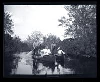 [Two canoes with passengers], canoeing, Egg Harbor River, NJ [graphic].