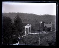 Club house & car depot from end of Swannanoa House 3 story, [Beaucatcher Mt. in background, Asheville, NC] [graphic].