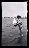 [Elliston Perot Morris Jr. with sailboat, Sea Girt] [graphic].