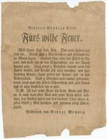 Pfarrer Mennigs Chur fürs wilde Feuer. : Wild Feuer, flieh, flieh, flieh. Der rothe Faden jagt dich hie. ... / Geschrieben von George Mennig.