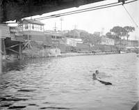 [Swimming, near lumber piles, Manayunk] [graphic].