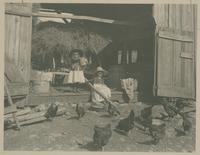"Feeding the chickens." [graphic] / R.S. Redfield.