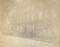 [Hope Hose Company steam fire engine and fire fighters in front of the company fire station, Second and Union streets, Philadelphia] [graphic].