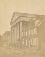 Unidentified church with Ionic portico in a residential street. [graphic].