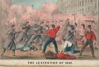 The Lexington of 1861. The Massachusetts Volunteers fighting their way through the streets of Baltimore on their march to the defence [sic] of the National Capitol April 19, 1861. Hurrah for the glorious 6th... [Baltimore] [graphic].