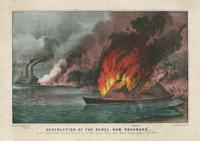 Destruction of the rebel ram "Arkansas"--by the United States gunboat "Essex," on the Mississippi River, near Baton Rouge, August 4th, 1862. [graphic].
