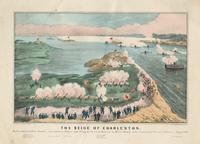 The siege of Charleston. Bombardment of Fort Sumter, and batteries Wagner and Gregg by the Union batteries on Morris Island, under command of General Gilmore._ August 1863. [graphic].