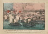 The bombardment and capture of Fort Hindman, Arkansas Post, Ark. Jany 11th 1863. [graphic] : By the gun-boats, commanded by Rear Admiral D.D. Porter, and the Union troops under Maj. Genl. McClernand; the number of prisoners taken was 7000 being more than 