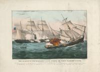 The U.S. sloop of war "Kearsarge" 7 Guns, sinking the pirate "Alabama" 8 Guns off Cherbourg France, Sunday June 19th 1864. [graphic] : The "Alabama" was built in a British shipyard by British workmen with British oak, armed with British guns, manned with 