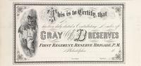 Gray Reserves Company D, First Regiment, Reserve Brigade, P.M. [certificate] [graphic].