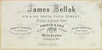 James Bellak, 279 & 281 South Fifth Street, sole agent for Ernest Gabler's celebrated piano fortes. Prince & Co.'s world renowned melodeons and harmoniums. Raven & Bacon's first class pianos. [graphic].