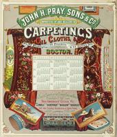 John H. Pray, Sons & Co. Importers of and dealers in carpetings oil cloths, &c. Nos 192 Washington, 23 Franklin & 63 Hawley sts. [graphic] : French & English carpets of the choicest style and manufacture constantly on hand. Best American goods viz: "Lowel