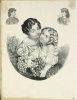 [Print containing sentimental genre scene and proof vignette bust portraits] [graphic].