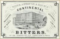 Mayer, Strouse & Baum's continental bitters. No. 116 North 3rd St. Philadelphia. [graphic] : Importers of wines, brandies, gin &c.