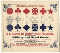 H.G. Clagston, 806 Chestnut Street, Philadelphia, manufacturer of military and naval goods. [graphic] : Corps badges- - - Army of the Potomac.