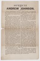 Speech of Andrew Johnson. : Governor Andrew Johnson's speech to the colored people of Nashville on the 24th ultimo, already noticed, is fully reported by a correspondent of the Cincinnati Gazette, who says ...