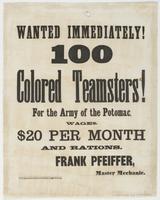 Wanted immediately! 100 colored teamsters!