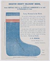 Chester County soldiers' socks, for the Great Central Fair for the Sanitary Commission to be held in Philadelphia in June.