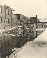 [Industrial buildings lining canal in Manayunk, Philadelphia during winter] [graphic].