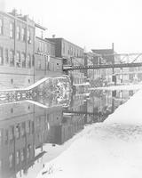 [Industrial buildings lining canal in Manayunk, Philadelphia, during winter] [graphic].