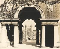 [University of Pennsylvania, Provost's Tower dormitory framed by columned archway, 37th Street and Woodland Avenue, Philadelphia] [graphic].
