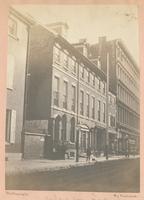 Old Houses, on the east of Fifth Street, with entrance to a "court," to Fred. Brown's iron buildings n.e. cor. of Chestnut and Fifth sts. [graphic] / Photograph by Richards.