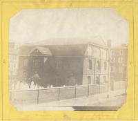 Old St. Michaels Church, (German Lutheran) on the southeast corner of Fifth and Cherry St. The grounds bounded on the south by Appletree Alley. [graphic] / Photograph by Richards.