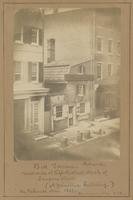 Bell Tavern - west side of Eight Street, north of Sansom Street - (a primitive building.) Demolished May 1858. [graphic] / By Richards.