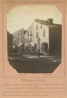 Old wooden houses, extending southwardly from the corner of Marble Street, on the west side of Tenth Street, to Miss Sally Keene's, late Maj. Lennock's property and residence, built by "Col." Peter L. Berry. N.W. corner of Chestnut and Tenth streets. [gra