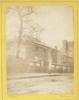 Friends' Pine Street meeting and school house. On the south side of Pine Street, east of Second Street. The gable end of the large double house southeast corner of Second and Pine St., in perspective. [graphic] : In olden times, this last named house, was