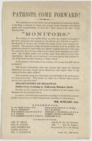 Patriots, come forward! : The undersigned, by the advice and encouragement of numerous friends, is enrolling a company of young men of good moral character, and such as prefer such companionship, to serve for "three years or the war," to be known as the "