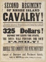 Second Regiment of Rhode Island Cavalry! : The dashing young men of Rhode Island have long been desiring to enter this branch of the service. Then up and away! With Major Corliss for our leader, and Harper's Ferry our rallying cry, we will again charge th