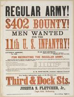 Regular Army! $402 bounty! Men wanted for the 11th U.S. Infantry! : General orders, no. 190. War Department, Adjutant General's Office, Washington, June 25, 1863. For recruiting the regular army. Ordered, that all men enlisting in the regular army for fiv