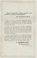 Citizens' substitutes, representatives and volunteer agency of Philadelphia, No. 411 Chestnut Street. : Citizens desirous of securing substitutes, representatives or volunteers, can be supplied with the same at the shortest notice, and on both reasonable 