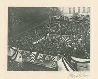 [Governor Samuel Whitaker Pennypacker showing the "golden key" to the Capitol to President Theodore Roosevelt, Capitol dedication, October 4, 1906.] [graphic].