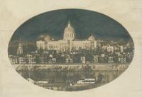 [Pennsylvania State Capitol building at night from across the Susquehanna River, Harrisburg, Pa.] [graphic].