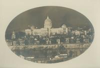 [Pennsylvania State Capitol building at night from across the Susquehanna River, Harrisburg, Pa.] [graphic].