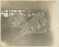 [Spandrels for the main entrance of the House and Senate of the Pennsylvania State Capitol building on display in the marble factory.] [graphic].