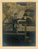 Violet Oakley at work upon the panel of 