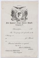First Regiment (Grays) Reserve Brigade. Company F. : Philadelphia, [blank] 186[blank] The company will assemble at the armory, on [blank] at [blank] for parade in [blank] Punctual attendance is required. / By order of Jos. N. Peirsol, Captain. Chas. H. Fe