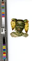 [African man attired in a gold head band decorated with tails and feathers] [graphic].