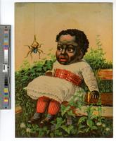 [African American girl frightened by a spider] [graphic].