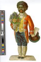 [African American boy butler carrying a bouquet of flowers] [graphic].