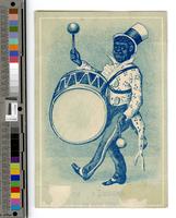 [African American man minstrel playing a drum] [graphic].