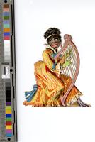 [African American woman playing the harp] [graphic].