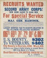 Recruits wanted for the Second Corps! : Now being raised to 50,000 men for special service under the command of Maj. Gen. Hancock. This is the corps commanded by the late Major General Sumner, at Fair Oaks, and through the Peninsula Campaign and at Antiet