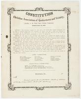 Constitution of the Christian Association of Quakertown and Vicinity, : (auxiliary to the United States Christian Commission). Adopted April 1st, 1864. ... The object of this association shall therefore be to promote the spiritual as well as temporal welf