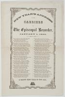 New Year's address of the carriers of the Episcopal recorder, January 1, 1865.